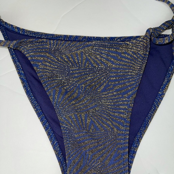 Koral Swim String Bikini Bottoms Blue Gold M - Picture 6 of 11
